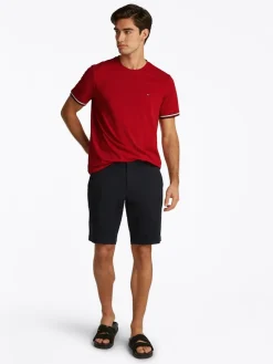 Tommy Hilfiger miesten t-paita, GLOBAL STRIPE CUFF TEE Punainen