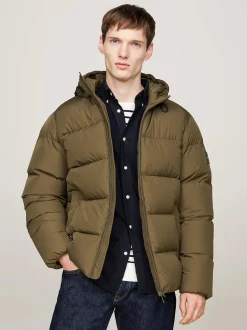 Tommy Hilfiger Miesten Untuvatakki, K DOWN HOODED PUFFER Armeijanvihreä