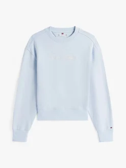 Tommy Hilfiger naisten college, SCRIPT REG PIQUE SWEATER Vaaleansininen