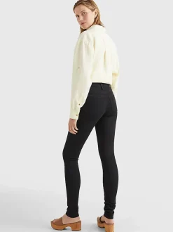 Tommy Hilfiger Naisten Farkut, TH FLEX HARLEM U SKINNY HW BLACK Musta