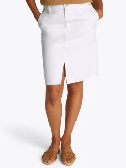 Tommy Hilfiger naisten farkkuhame, DNM KNEE STRAIGHT SKIRT WHITE Valkoinen
