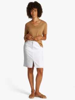 Tommy Hilfiger naisten farkkuhame, DNM KNEE STRAIGHT SKIRT WHITE Valkoinen