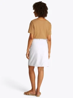 Tommy Hilfiger naisten farkkuhame, DNM KNEE STRAIGHT SKIRT WHITE Valkoinen