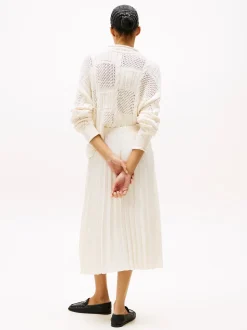 Tommy Hilfiger naisten hame, FLUID PLEATED PULL ON MIDI SKIRT Luonnonvalkoinen