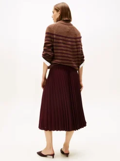 Tommy Hilfiger naisten hame, FLUID PLEATED PULL ON MIDI SKIRT Viininpunainen