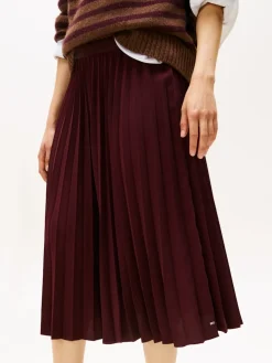 Tommy Hilfiger naisten hame, FLUID PLEATED PULL ON MIDI SKIRT Viininpunainen