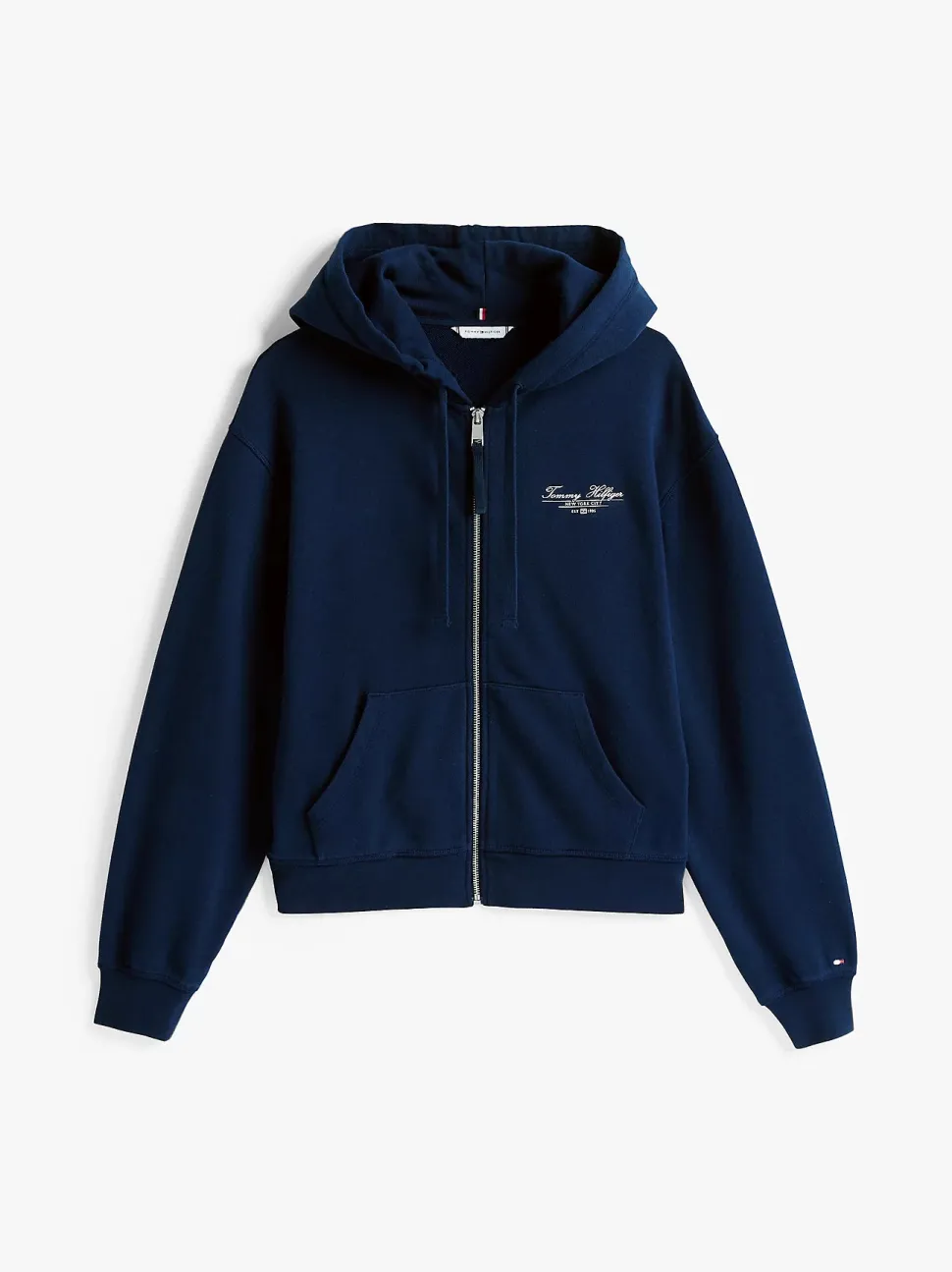 Tommy Hilfiger naisten huppari, REG SCRIPT ZIP HOODIE Tummansininen