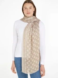 Tommy Hilfiger Naisten Huivi, TH CONTEMPORARY MONO SCARF Beige Kuosi