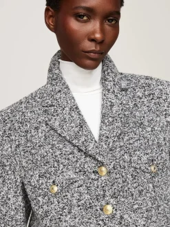Tommy Hilfiger Naisten Jakku, BOUCLE WOOL MIX JACKET Harmaa Kuosi