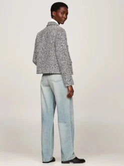 Tommy Hilfiger Naisten Jakku, BOUCLE WOOL MIX JACKET Harmaa Kuosi