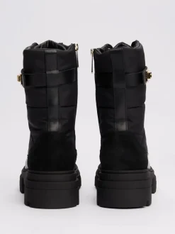 Tommy Hilfiger Naisten Kengät, BIKER LEATHER MIX LACE-UP Musta