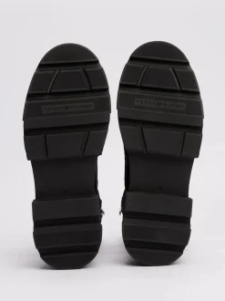 Tommy Hilfiger Naisten Kengät, BIKER LEATHER MIX LACE-UP Musta