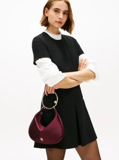 Tommy Hilfiger naisten laukku TH BRIGHT BRACELET HOBO SATIN, viininpunainen