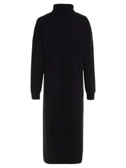 Tommy Hilfiger naisten mekko, MD WOOL CASH ROLL-NK MIDI DRESS Musta
