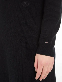 Tommy Hilfiger naisten mekko, MD WOOL CASH ROLL-NK MIDI DRESS Musta
