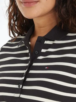 Tommy Hilfiger Naisten Mekko, REG BRETON MIDI POLO DRESS SS Raidallinen Musta