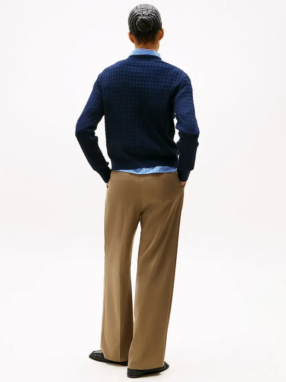 Tommy Hilfiger naisten neulepusero, CO CABLE C-NK LS SWEATER Tummansininen