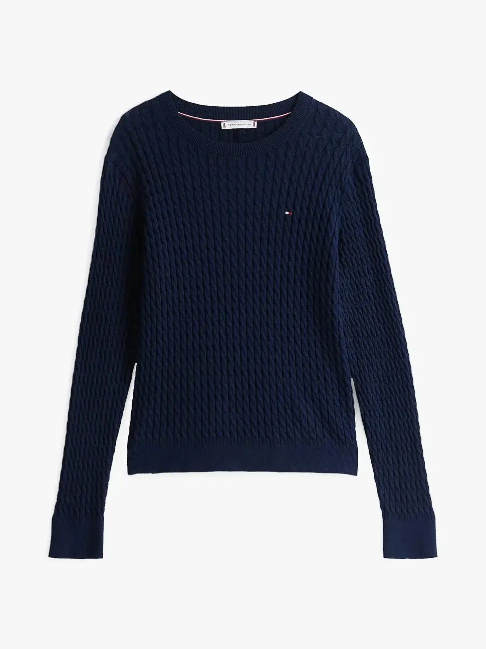 Tommy Hilfiger naisten neulepusero, CO CABLE C-NK LS SWEATER Tummansininen
