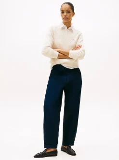 Tommy Hilfiger naisten neulepusero CO Cable C-NK LS Sweater, luonnonvalkoinen