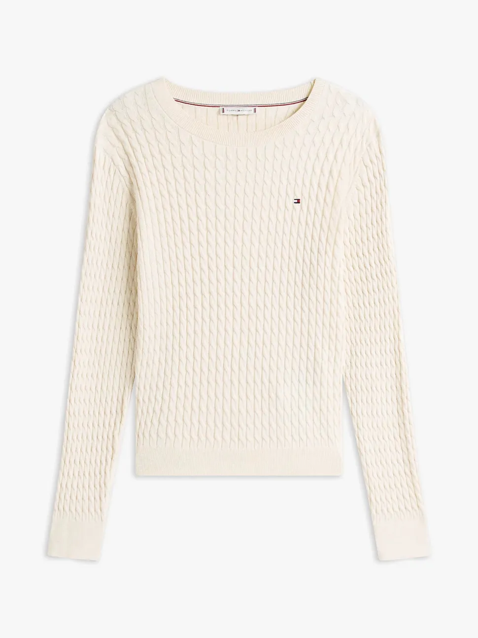 Tommy Hilfiger naisten neulepusero CO Cable C-NK LS Sweater, luonnonvalkoinen