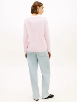 Tommy Hilfiger naisten neulepusero Cardi Fine GG LS Boat Neck Sweater, vaaleanpunainen