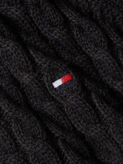 Tommy Hilfiger naisten neule, CO MINI CABLE C-NECK SWEATER Musta