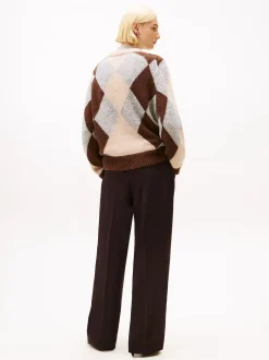 Tommy Hilfiger naisten neulepusero ALPACA BLEND ARGYLE C-NK LS SWEATER, monivärinen kuosi