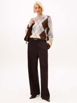 Tommy Hilfiger naisten neulepusero ALPACA BLEND ARGYLE C-NK LS SWEATER, monivärinen kuosi