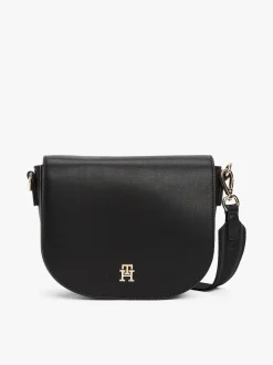 Tommy Hilfiger naisten olkalaukku, TH LOGOTAPE SADDLE BAG Musta