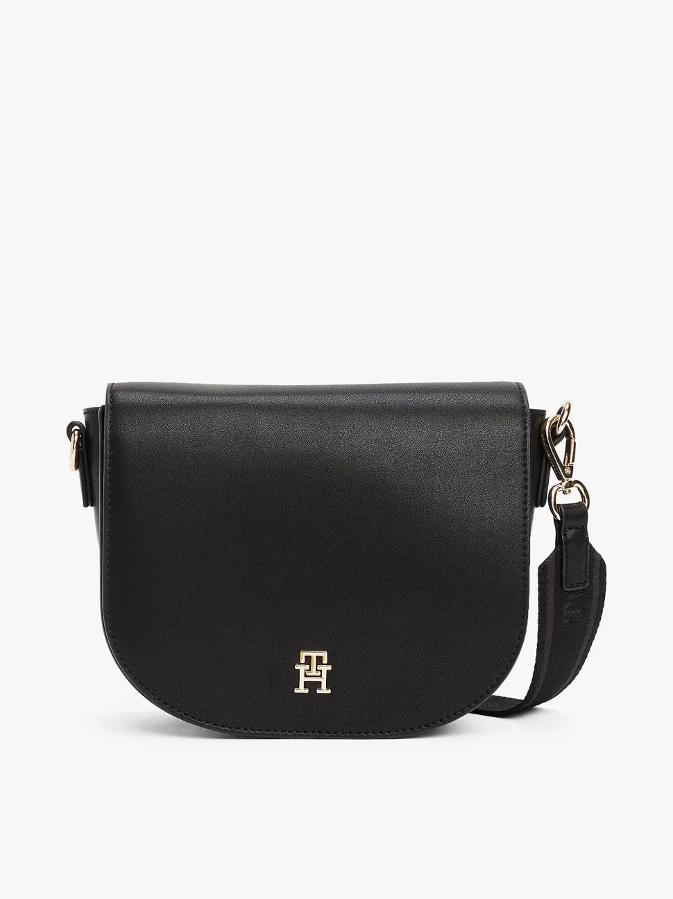Tommy Hilfiger naisten olkalaukku, TH LOGOTAPE SADDLE BAG Musta