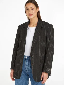 Tommy Hilfiger Naisten Oversize-bleiseri Liituraitakuosilla, OVERSIZED PREP PINSTRIPE BLAZER Musta