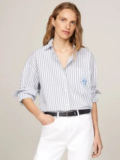 Tommy Hilfiger naisten paitapusero, STRIPE LOOSE FIT SHIRT Raidallinen Sininen
