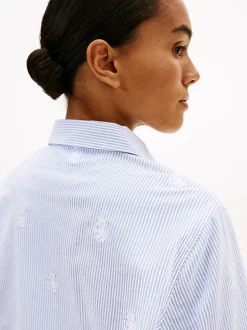 Tommy Hilfiger naisten paitapusero Oxford AOP Relaxed Shirt, vaaleansininen