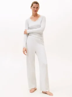 Tommy Hilfiger naisten paita, LS LACE TOP Vaaleanharmaa