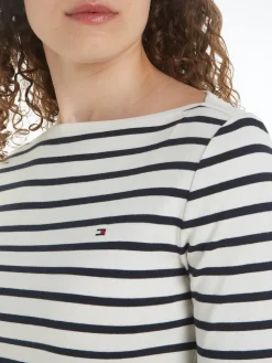 Tommy Hilfiger Naisten Paita, NEW CODY SLIM BOAT-NK Raidallinen Valkoinen