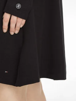 Tommy Hilfiger Naisten Pitkähihainen Trikoomekko, F&F C-NK SHINY INTERLOCK LS DRESS 99 Musta