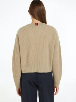 Tommy Hilfiger naisten pusero, TH SCRIPT SOFT WOOL SWEATER Kameli