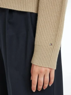 Tommy Hilfiger naisten pusero, TH SCRIPT SOFT WOOL SWEATER Kameli