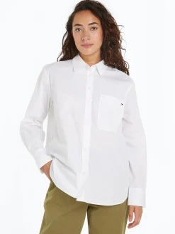 Tommy Hilfiger Naisten Pusero, SOLID COTTON EASY FIT SHIRT Valkoinen