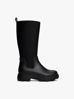Tommy Hilfiger naisten saappaat FLAG LONG RAINBOOT WARM LINING, musta