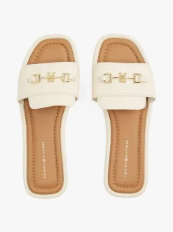 Tommy Hilfiger naisten sandaalit, LEATHER HORSEBIT MULE Luonnonvalkoinen