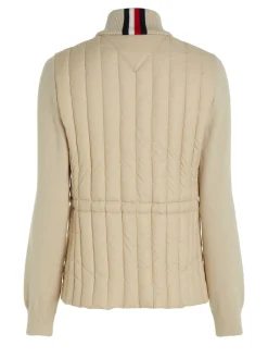 Tommy Hilfiger naisten takki, LW PADDED KNIT MIX JACKET Vaalea Beige