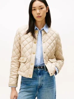 Tommy Hilfiger naisten takki, BUTTON QUILTED REG LADY JACKET Luonnonvalkoinen