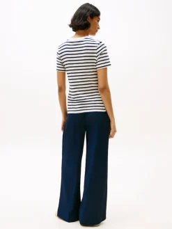 Tommy Hilfiger naisten t-paita, KNOT BOAT-NK SS TEE Raidallinen Valkoinen