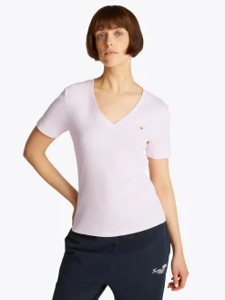 Tommy Hilfiger naisten t-paita, SLIM CODY V-NK SS, C1O Vaaleanpunainen