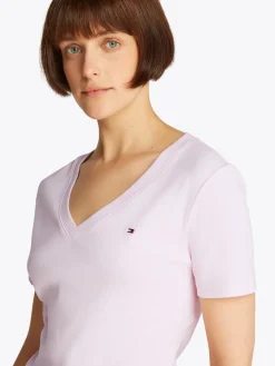 Tommy Hilfiger naisten t-paita, SLIM CODY V-NK SS, C1O Vaaleanpunainen