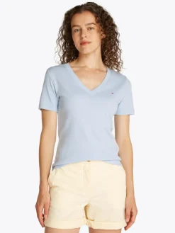 Tommy Hilfiger naisten t-paita, SLIM CODY V-NK SS, C1O Vaaleansininen