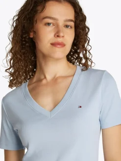 Tommy Hilfiger naisten t-paita, SLIM CODY V-NK SS, C1O Vaaleansininen