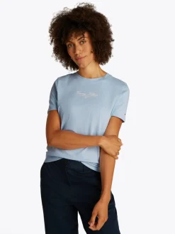 Tommy Hilfiger naisten t-paita, K-REG SCRIPT C-NK TEE SS Vaaleansininen