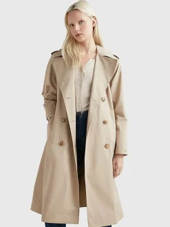 Tommy Hilfiger Naisten Trenssi, AD-COTTON BLEND TRENCH Vaalea Beige